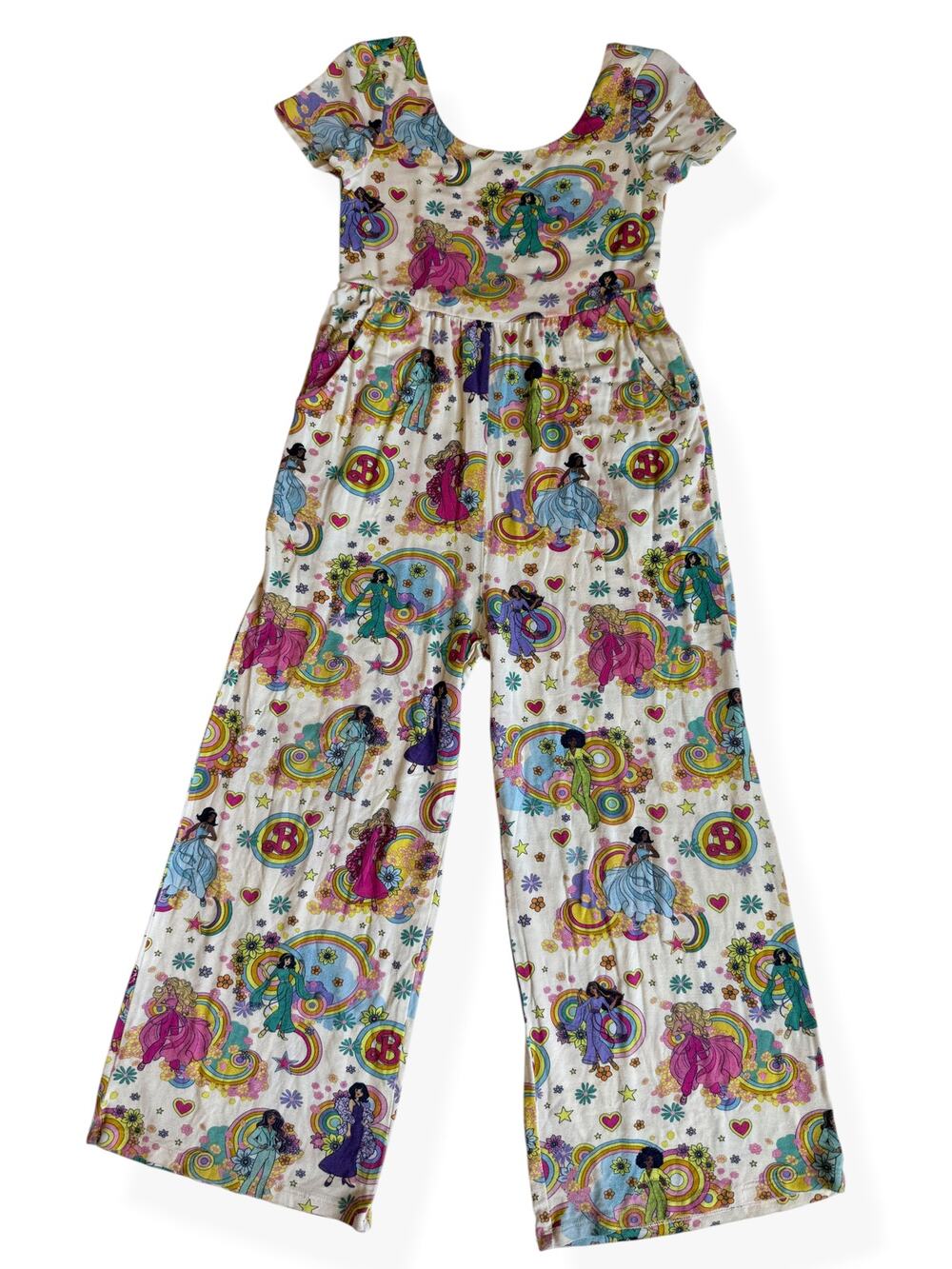 Posh Peanut x Groovy Barbie Scoopback Jumpsuit Girls 5T 6T Flutter Sleeve